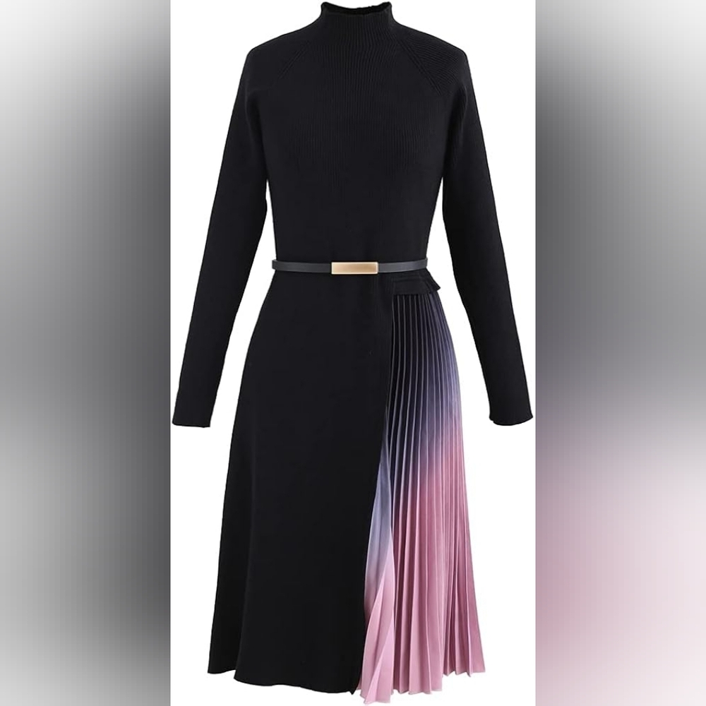 Chicwish knit dress with ombré side pleats